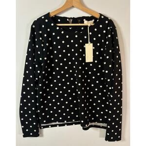 & Layered Black Polka Dot Cozy Soft Feminine Sweater w/Tie Back NWT Size L